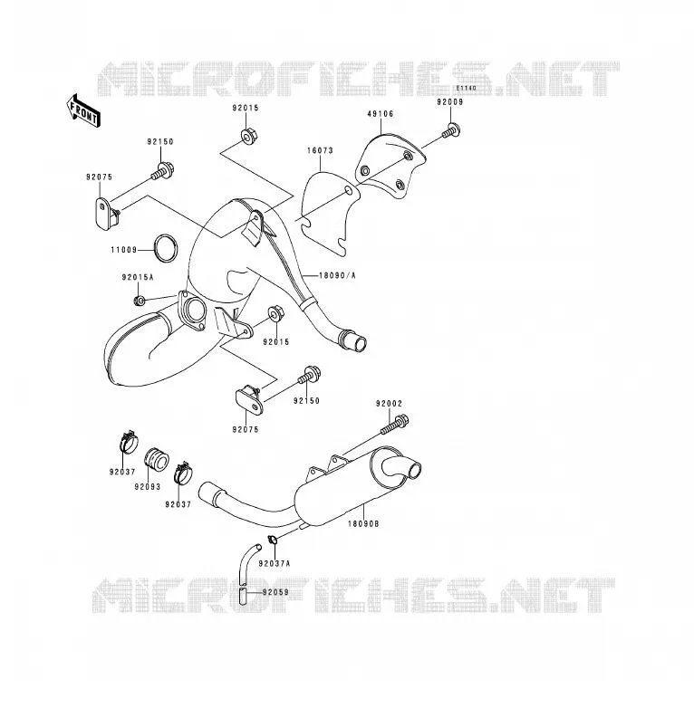 &Eacute;CHAPPEMENT Kawasaki MOTOS 125 1990 KDX125SR  KDX125-B1