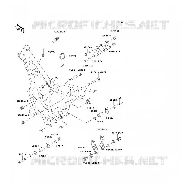 PIECE DE CADRE Kawasaki MOTOS 200 1990 KDX200  KDX200-E2