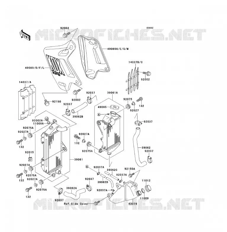 RADIATEUR Kawasaki MOTOS 200 1990 KDX200  KDX200-E2