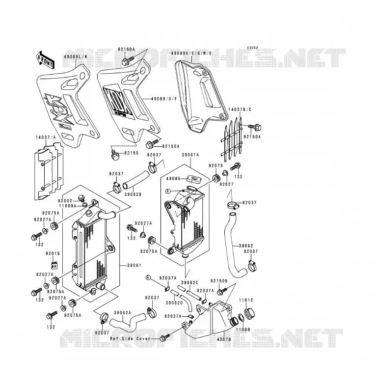 RADIATEUR Kawasaki MOTOS 200 1990 KDX200  KDX200-E2