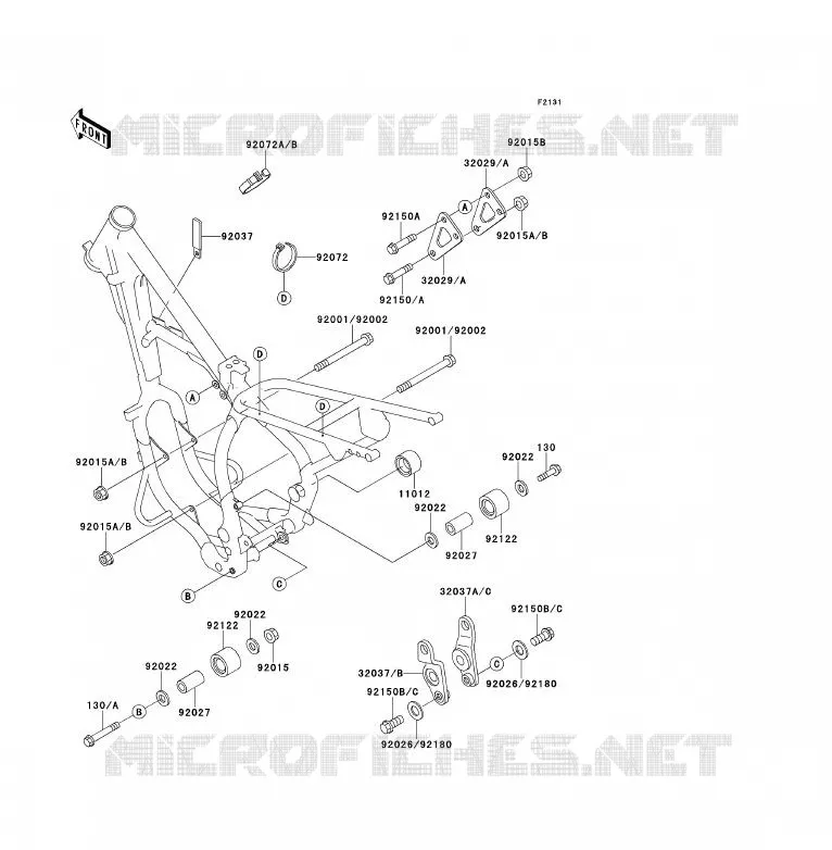 PIECE DE CADRE Kawasaki MOTOS 200 1991 KDX200  KDX200-E3
