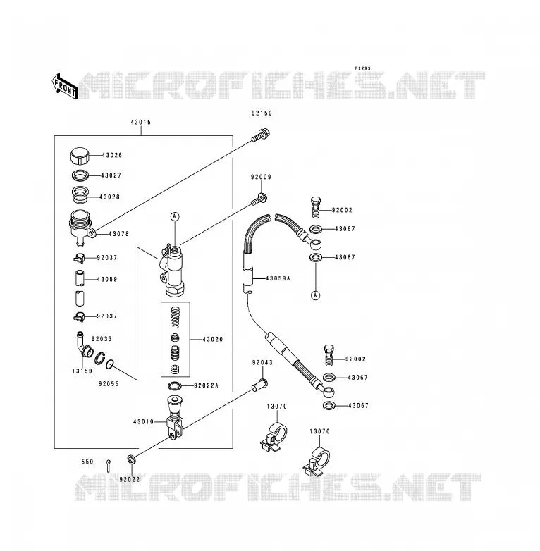 MAITRE CYLINDRE ARRI&Egrave;RE Kawasaki MOTOS 200 1992 KDX200  KDX200-E4