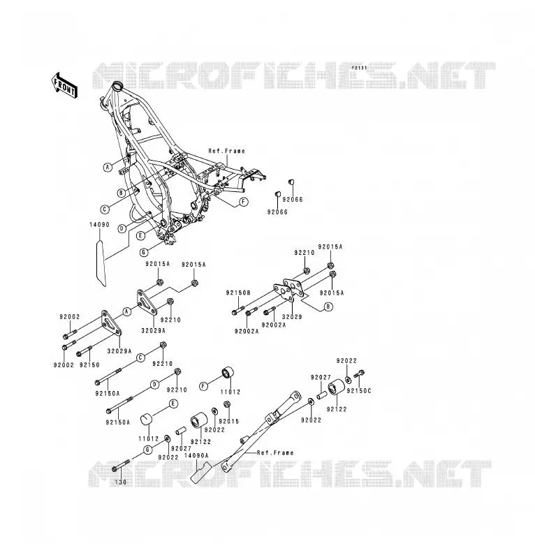 PIECE DE CADRE (COUVERTURE) Kawasaki MOTOS 200 1998 KDX200  KDX200-H4