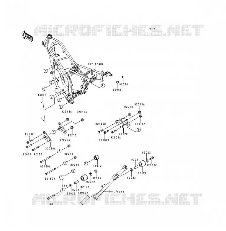 PIECE DE CADRE (COUVERTURE) Kawasaki MOTOS 200 1999 KDX200  KDX200-H5