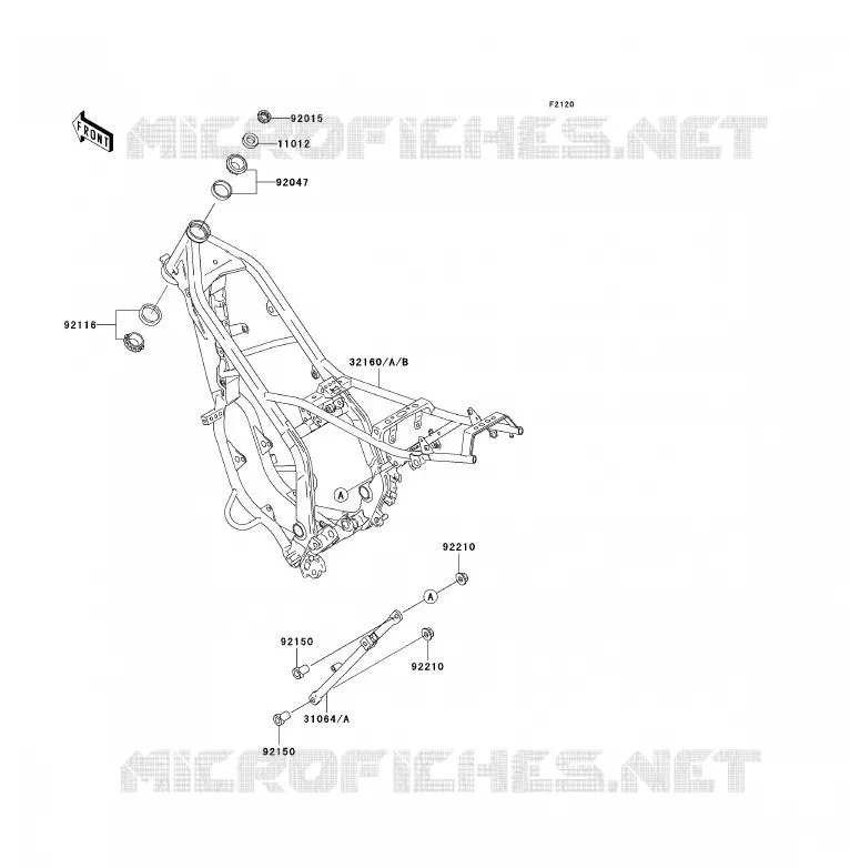 CH&Acirc;SSIS Kawasaki MOTOS 200 2000 KDX200  KDX200-H6