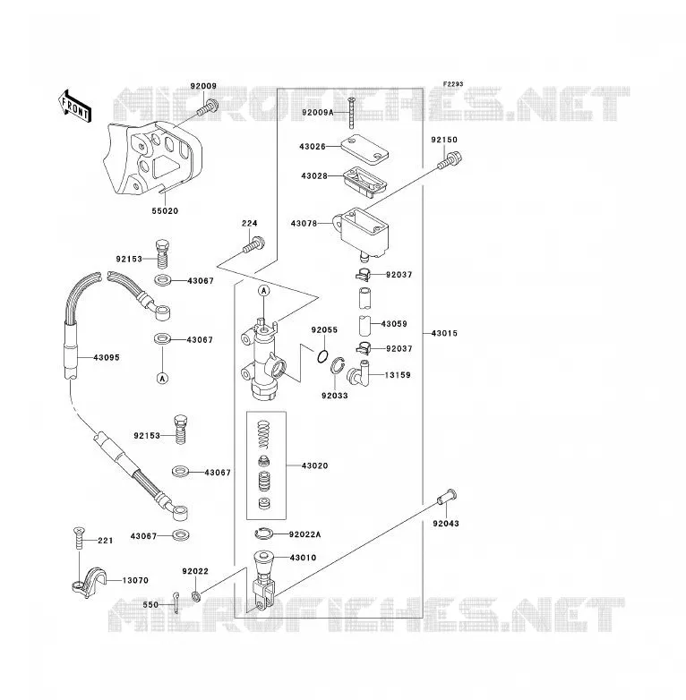 MAITRE CYLINDRE ARRI&Egrave;RE Kawasaki MOTOS 200 2006 KDX200  KDX200H6F