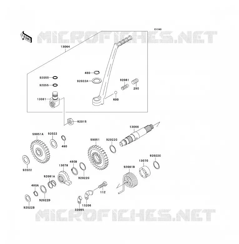 MECANISME DE KICK Kawasaki MOTOS 200 2006 KDX200  KDX200H6F