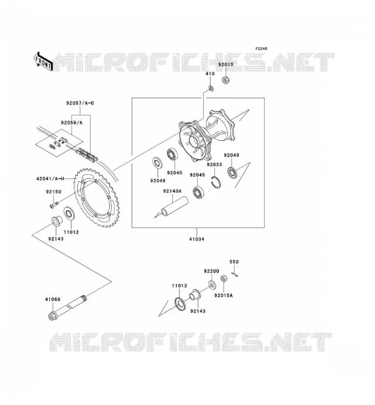MOYEU ARRIERE Kawasaki MOTOS 200 2002 KDX200  KDX200-H8
