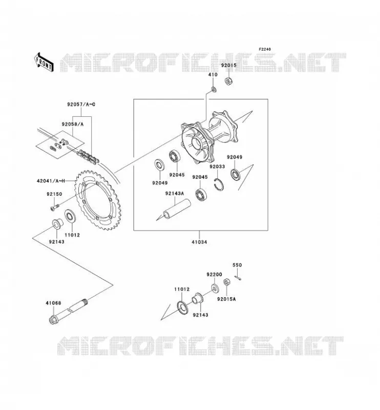 MOYEU ARRIERE Kawasaki MOTOS 200 2003 KDX200  KDX200-H9