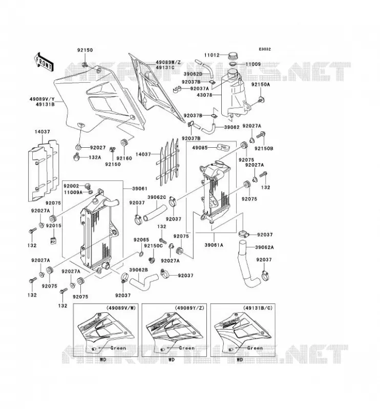 RADIATEUR Kawasaki MOTOS 220 2004 KDX220R  KDX220-A11