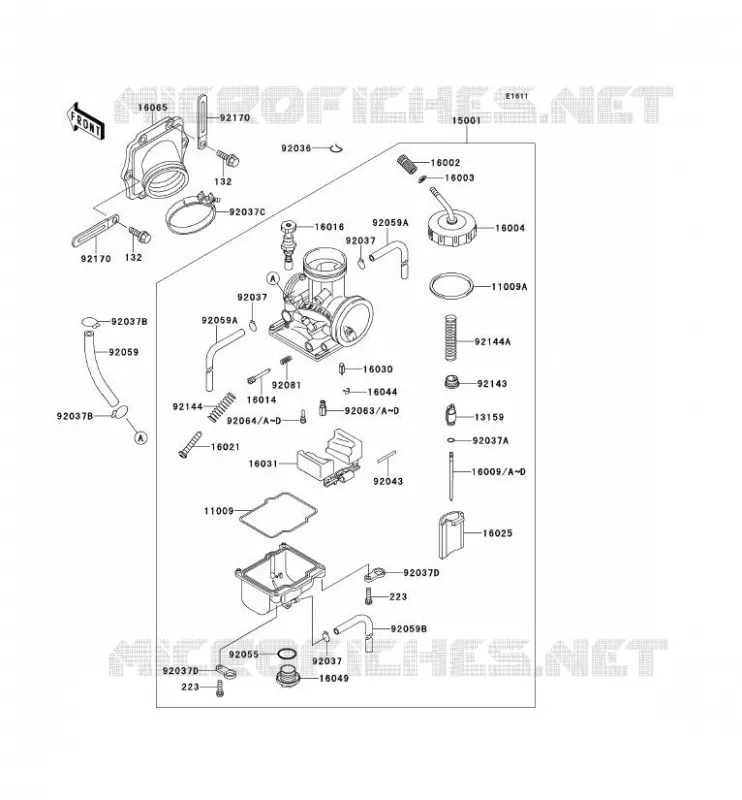 CARBURATEUR Kawasaki MOTOS 220 2000 KDX220R  KDX220-A7