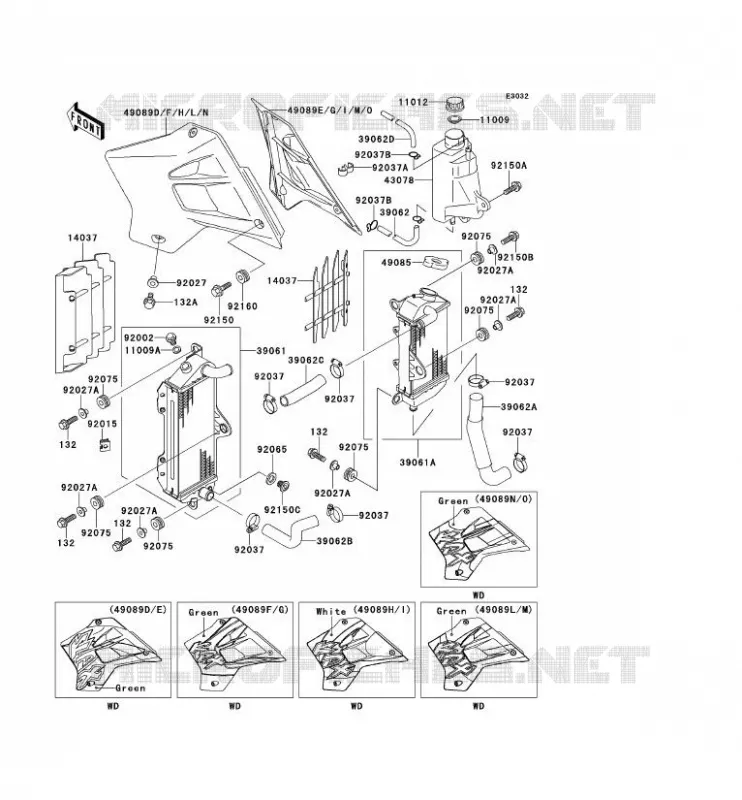 RADIATEUR Kawasaki MOTOS 220 2000 KDX220R  KDX220-A7