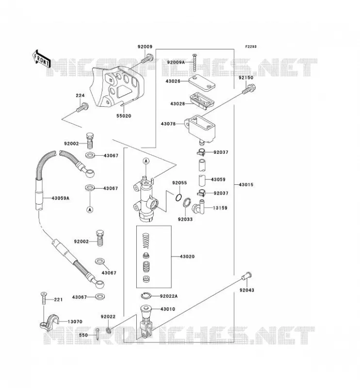 MAITRE CYLINDRE ARRI&Egrave;RE Kawasaki MOTOS 220 2002 KDX220R  KDX220-A9