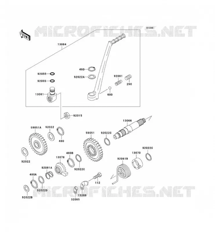 MECANISME DE KICK Kawasaki MOTOS 220 2002 KDX220R  KDX220-A9