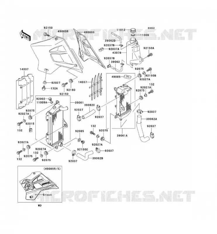 RADIATEUR Kawasaki MOTOS 220 2002 KDX220R  KDX220-A9