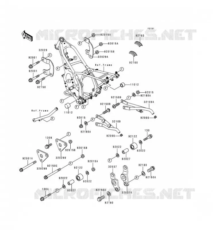 PIECE DE CADRE (COUVERTURE) Kawasaki MOTOS 250 1991 KDX250  KDX250-D1