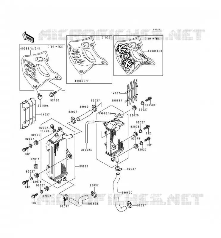 RADIATEUR Kawasaki MOTOS 250 1993 KDX250  KDX250-D3