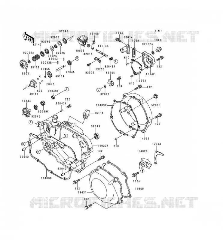 COUVERCLES MOTEUR Kawasaki MOTOS 250 1992 KDX250  KDX250-E2
