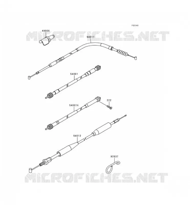 CABLE Kawasaki MOTOS 250 1992 KDX250  KDX250-E2