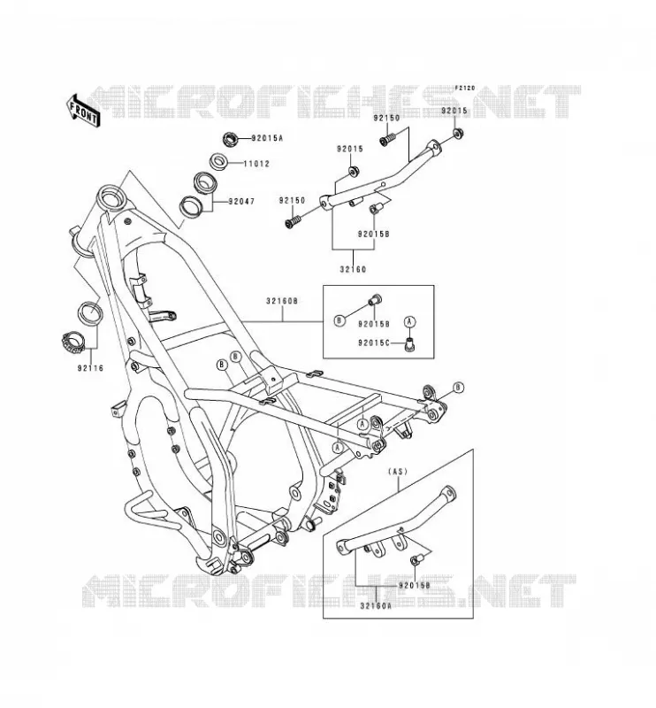 CH&Acirc;SSIS Kawasaki MOTOS 250 1992 KDX250  KDX250-E2