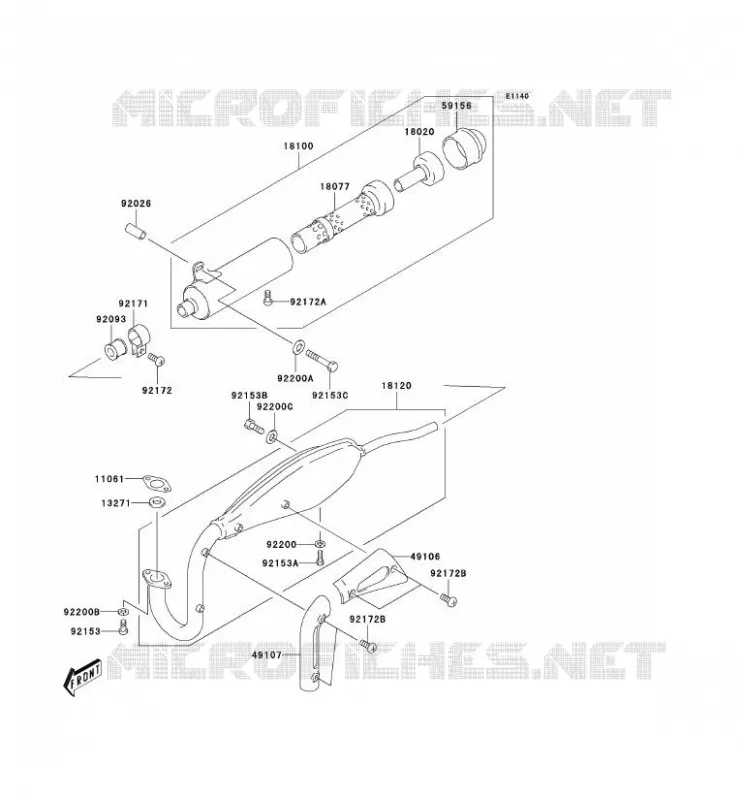 &Eacute;CHAPPEMENT Kawasaki MOTOS 50 2003 KDX50  KDX50-A1