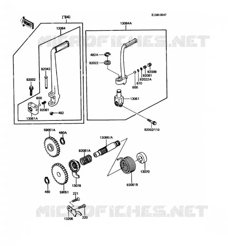MECANISME DE KICK Kawasaki MOTOS 80 1985 KDX80  KDX80-C2