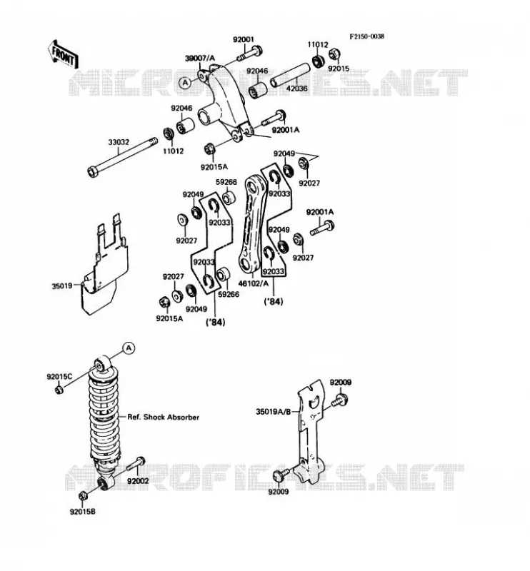 SUSPENSION ARRI&Egrave;RE Kawasaki MOTOS 80 1985 KDX80  KDX80-C2