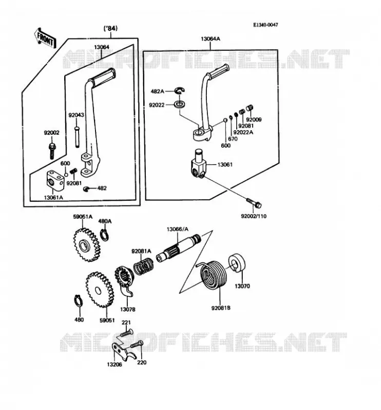 MECANISME DE KICK Kawasaki MOTOS 80 1987 KDX80  KDX80-C4