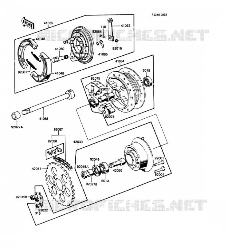 MOYEU ARRIERE Kawasaki MOTOS 100 1990 KE100  KE100-B09