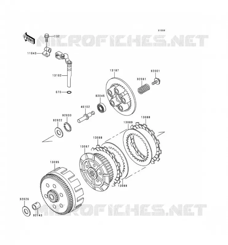 EMBRAYAGE Kawasaki MOTOS 250 1994 KLR250  KL250-D11