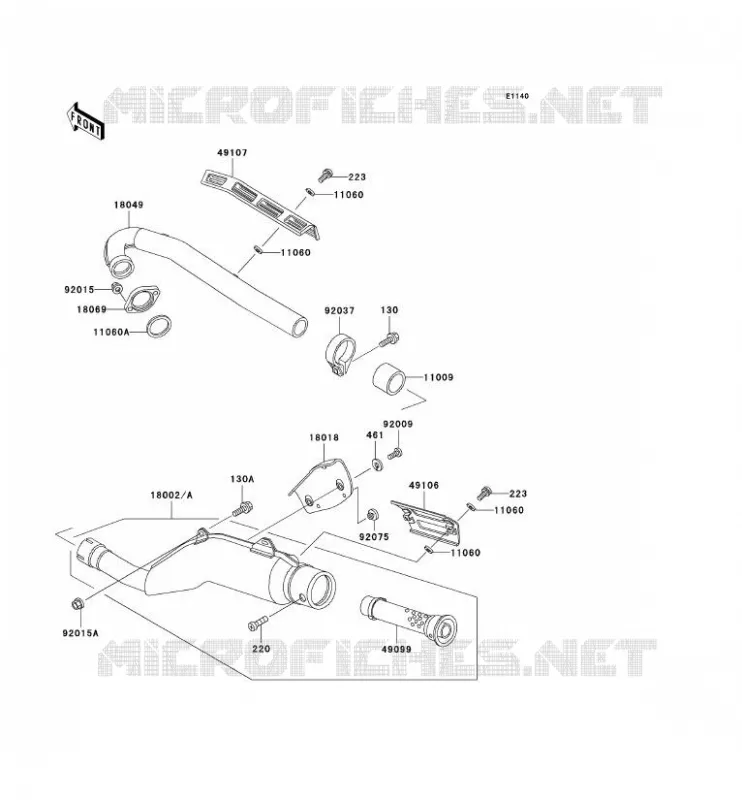 &Eacute;CHAPPEMENT Kawasaki MOTOS 250 1996 KLR250  KL250-D13