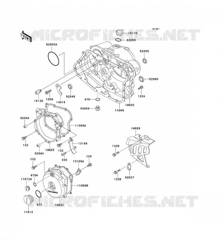 COUVERCLES MOTEUR Kawasaki MOTOS 250 2000 KLR250  KL250-D17