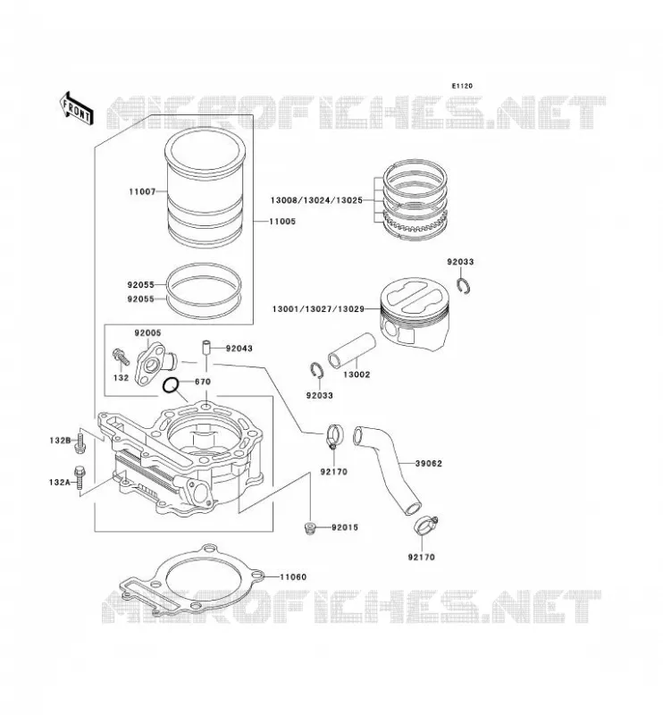 CYLINDRE/PISTON Kawasaki MOTOS 250 2000 KLR250  KL250-D17