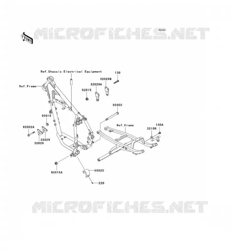PIECE DE CADRE (COUVERTURE) Kawasaki MOTOS 250 2004 KLR250  KL250-D21