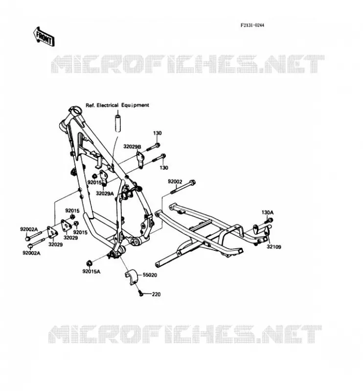 PIECE DE CADRE (COUVERTURE) Kawasaki MOTOS 250 1987 KLR250  KL250-D4