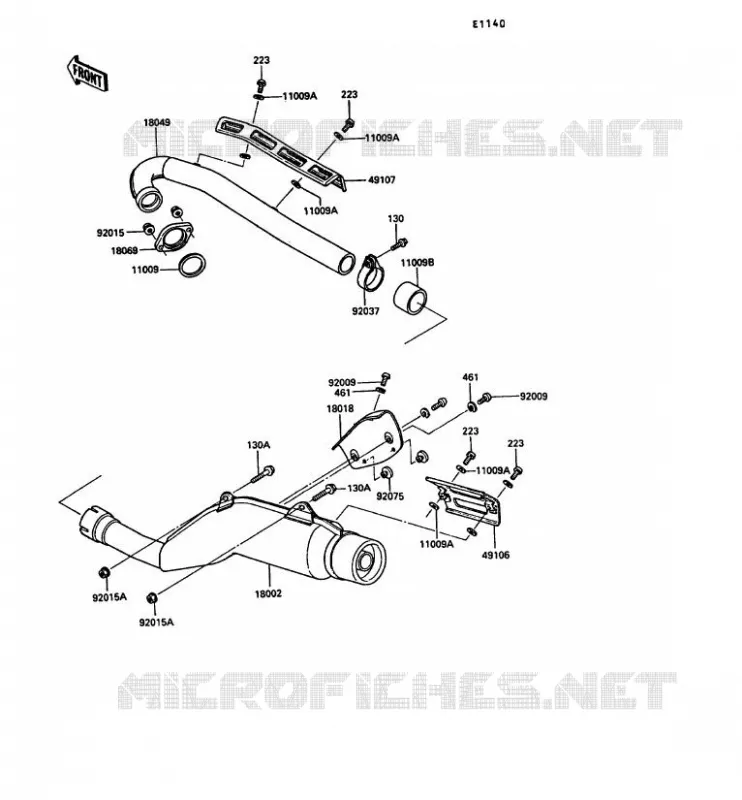 &Eacute;CHAPPEMENT Kawasaki MOTOS 250 1989 KLR250  KL250-D6