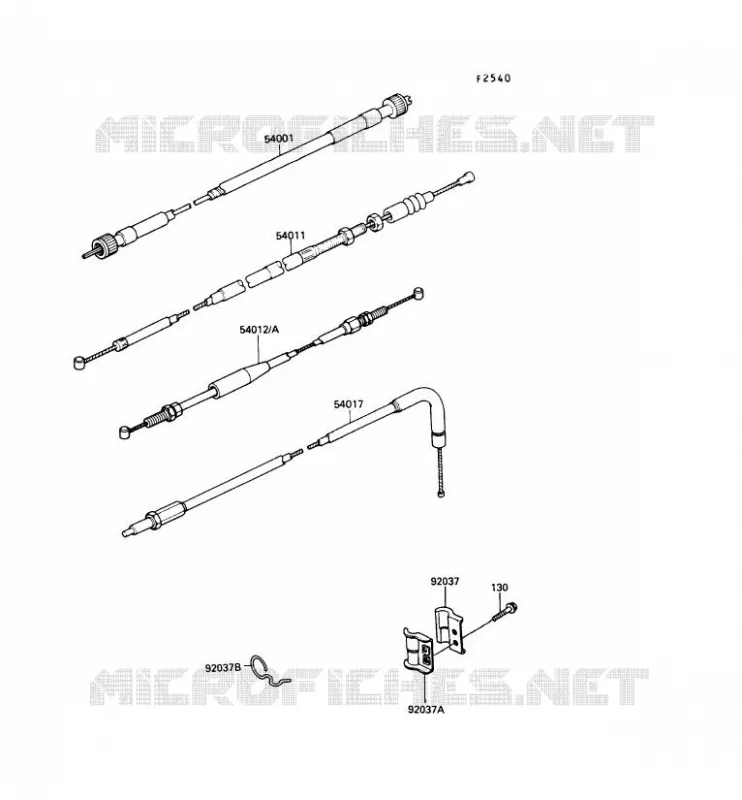 CABLE Kawasaki MOTOS 250 1992 KLR250  KL250-D9