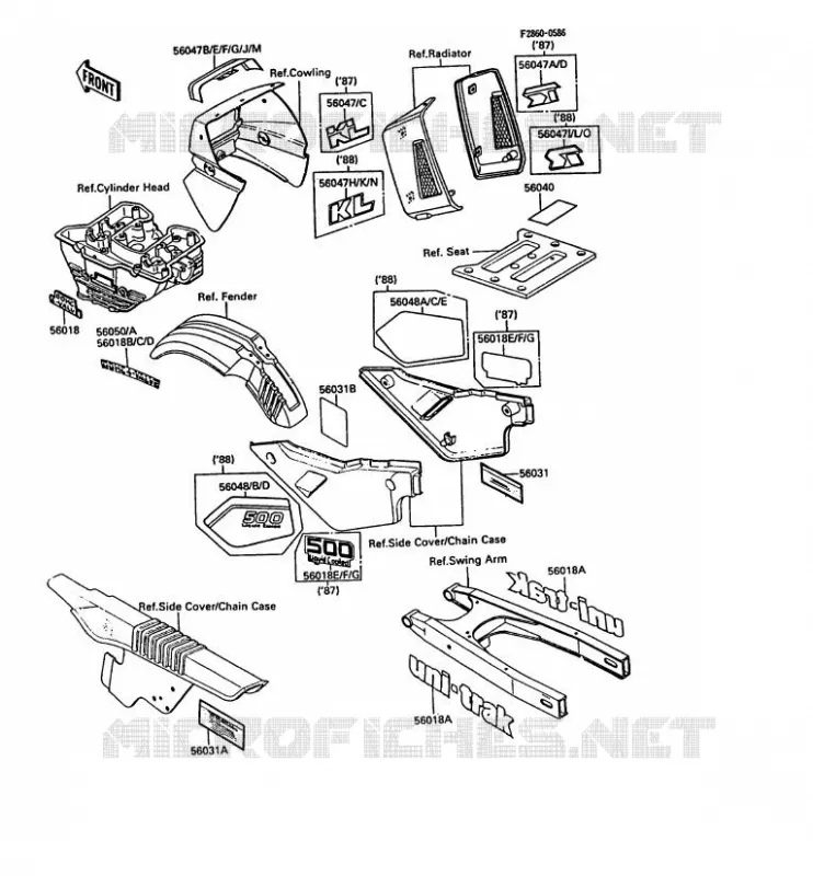 LABEL Kawasaki MOTOS 500 1987 KLR500  KL500-A1