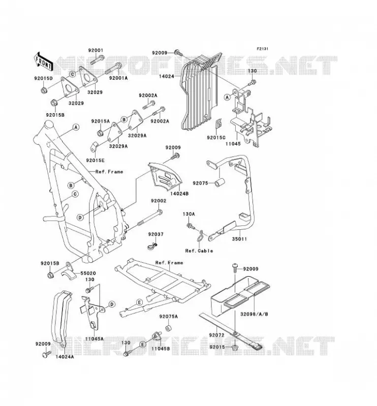 PIECE DE CADRE (COUVERTURE) Kawasaki MOTOS 500 1990 TENGAI  KL500-B2