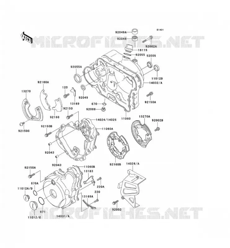 COUVERCLES MOTEUR Kawasaki MOTOS 650 1996 KLR650  KL650-A10