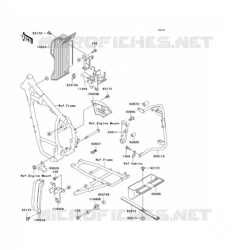 PIECE DE CADRE (COUVERTURE) Kawasaki MOTOS 650 2003 KLR650  KL650-A17
