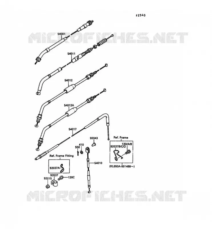 CABLES Kawasaki MOTOS 650 1989 KLR650  KL650-A3