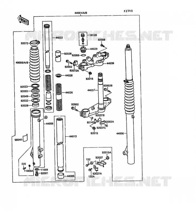 FOURCHE Kawasaki MOTOS 650 1989 KLR650  KL650-A3