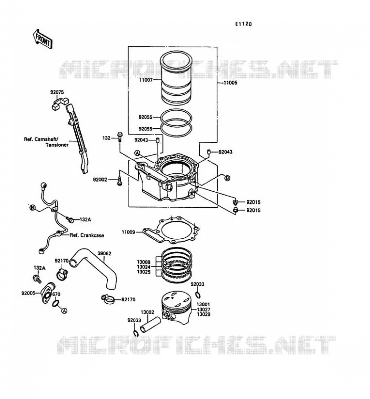 CYLINDRE/PISTON Kawasaki MOTOS 650 1989 KLR650  KL650-A3