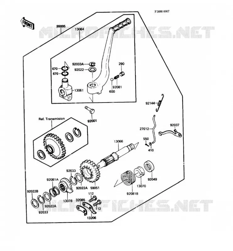 PIECE EN OPTION(KICK) Kawasaki MOTOS 650 1991 KLR650  KL650-A5