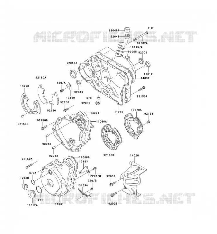 COUVERCLES MOTEUR Kawasaki MOTOS 650 2006 KLR650  KL650A6F