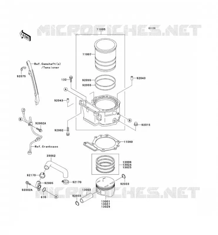 CYLINDRE/PISTON Kawasaki MOTOS 650 2007 KLR650  KL650A7F