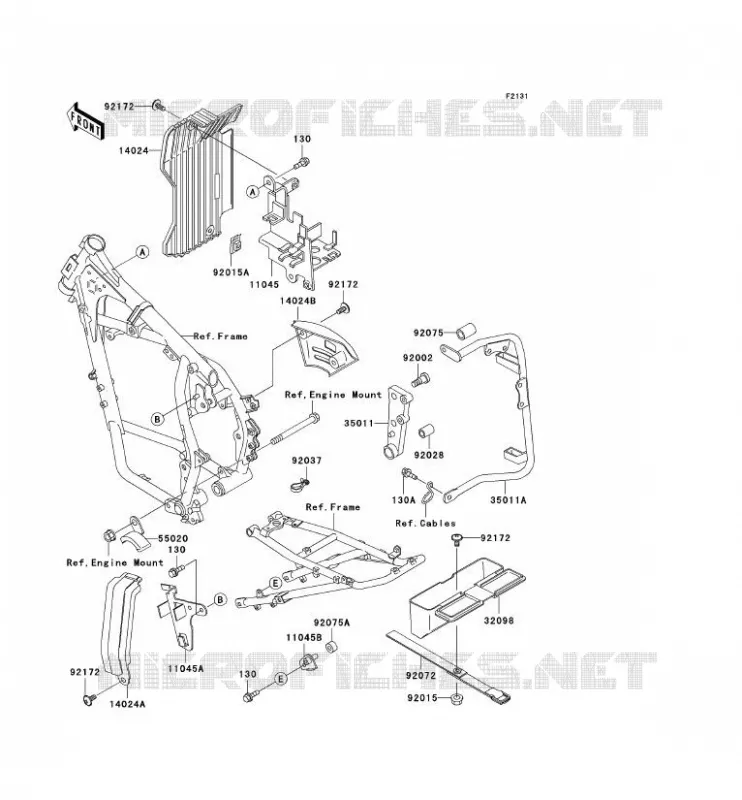 PIECE DE CADRE (COUVERTURE) Kawasaki MOTOS 650 2007 KLR650  KL650A7F