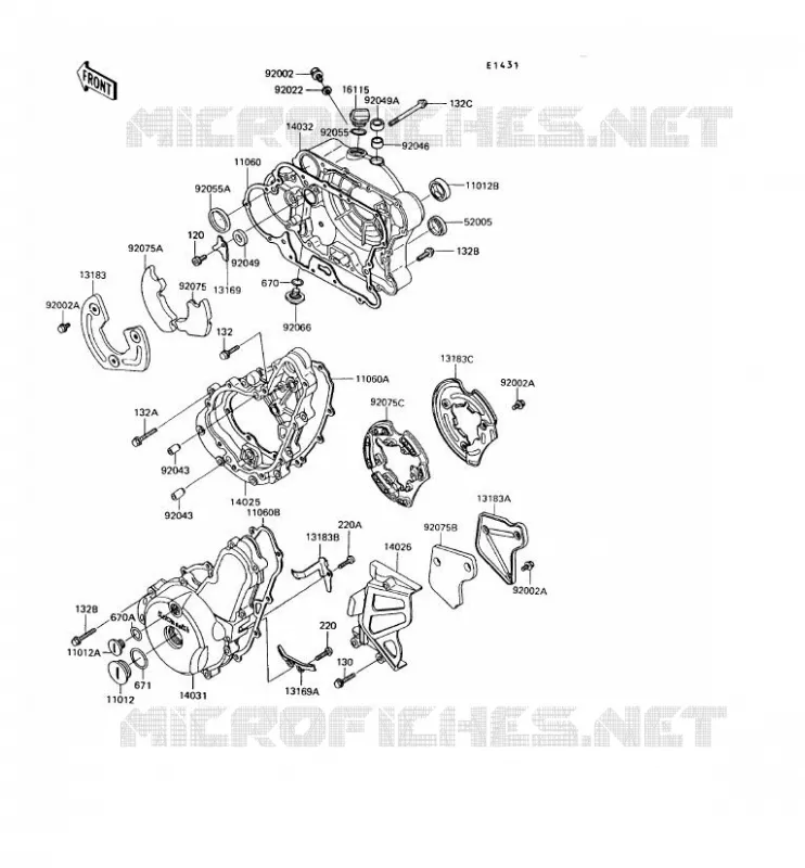 COUVERCLES MOTEUR Kawasaki MOTOS 650 1995 KLR650  KL650-A9
