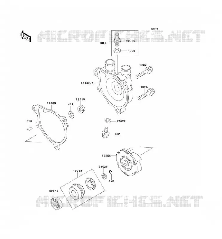 POMPE &Agrave; EAU Kawasaki MOTOS 650 1990 TENGAI  KL650-B2